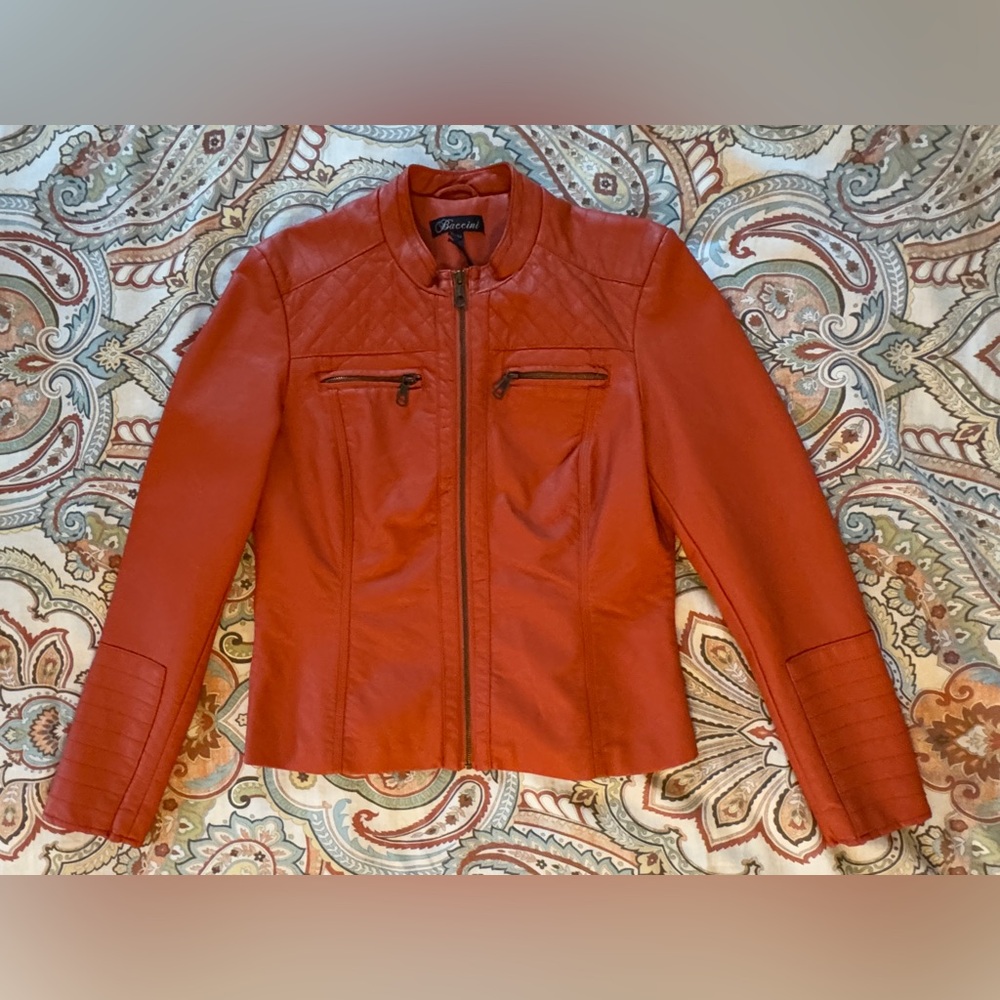 Baccini Medium Burnt Orange Faux Leather Jacket